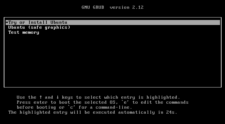 Ubuntu Initial Screen