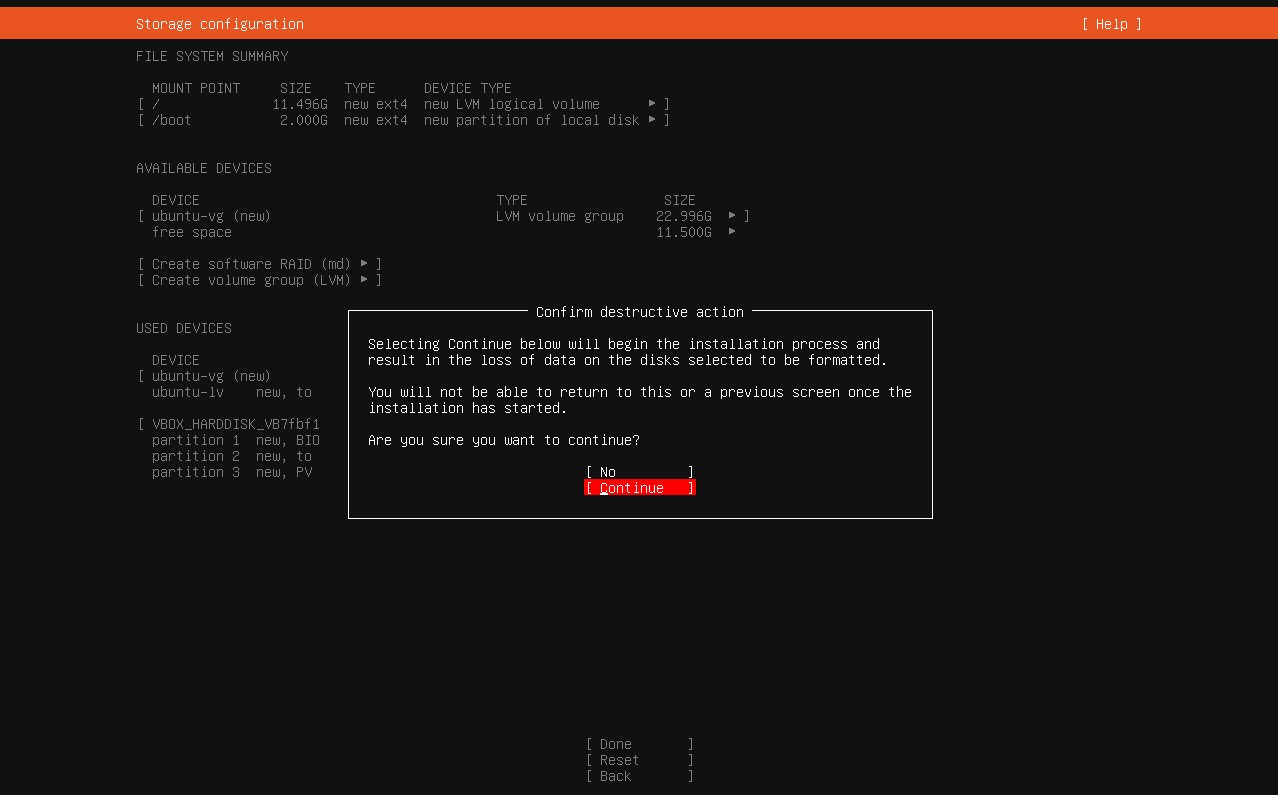 Partitioning confirmation