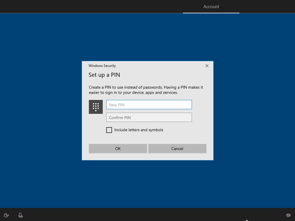 Create local account