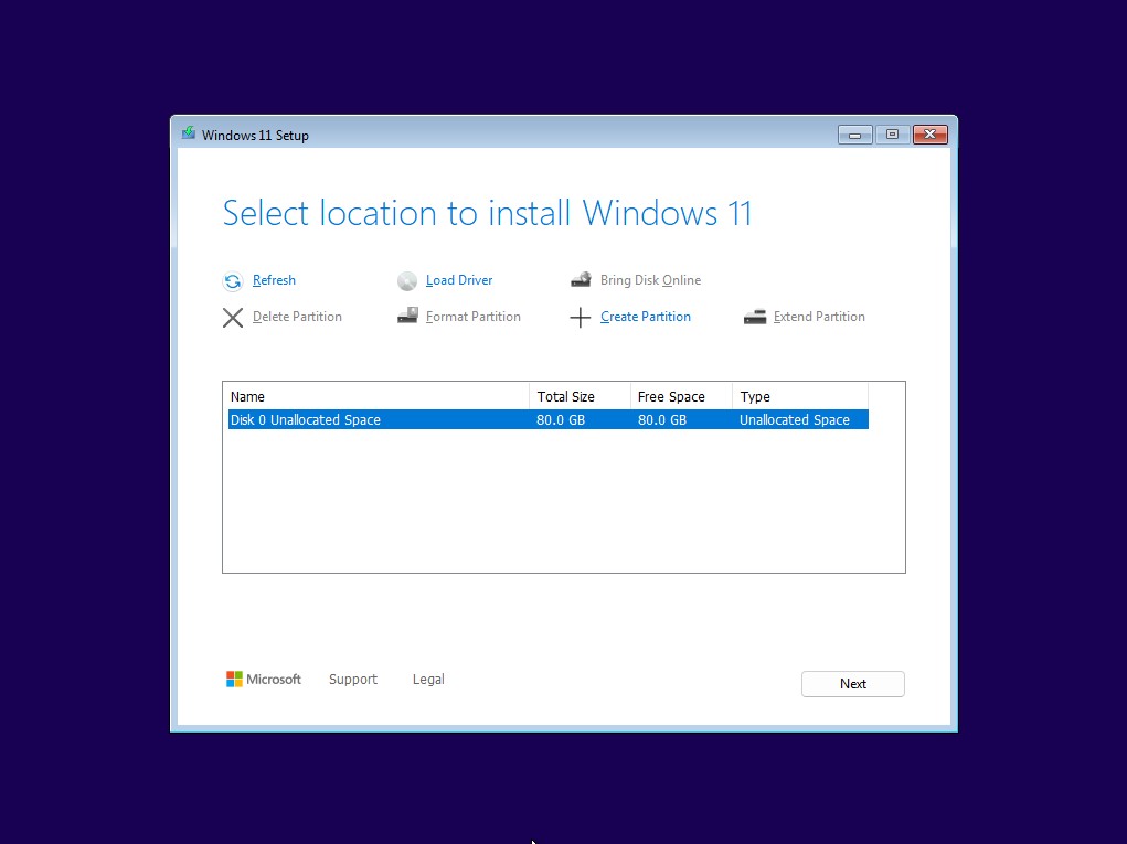 Partition selection