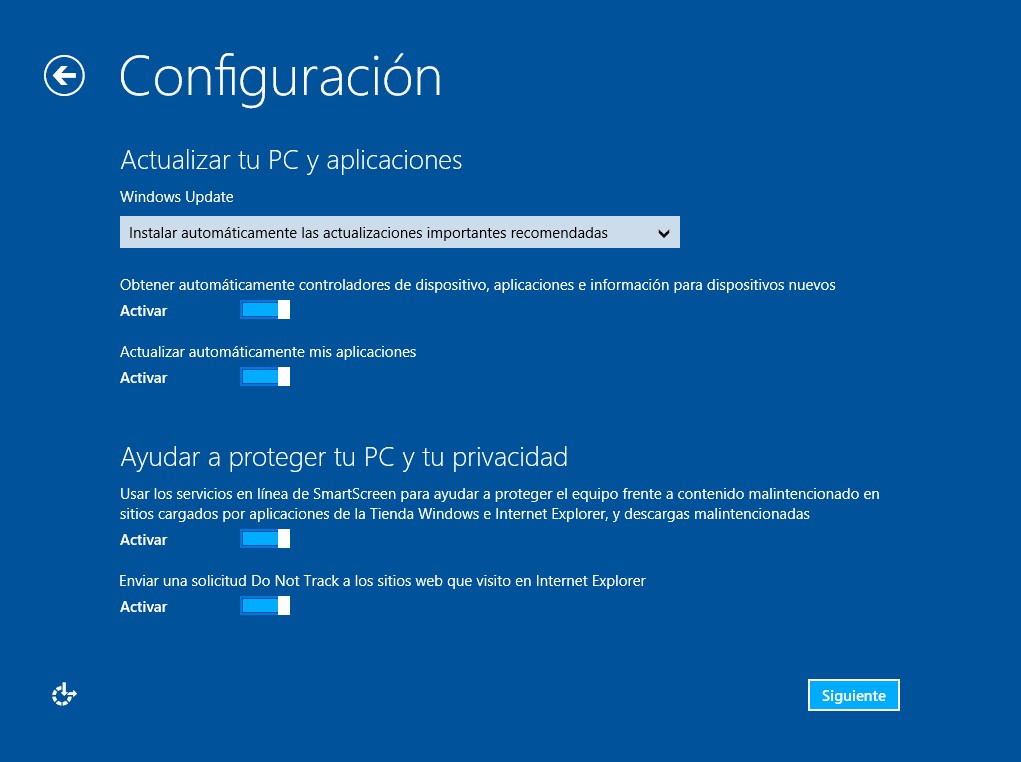 Configuración rápida