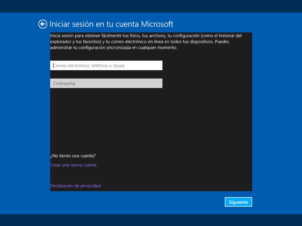 Pantalla de Inicio